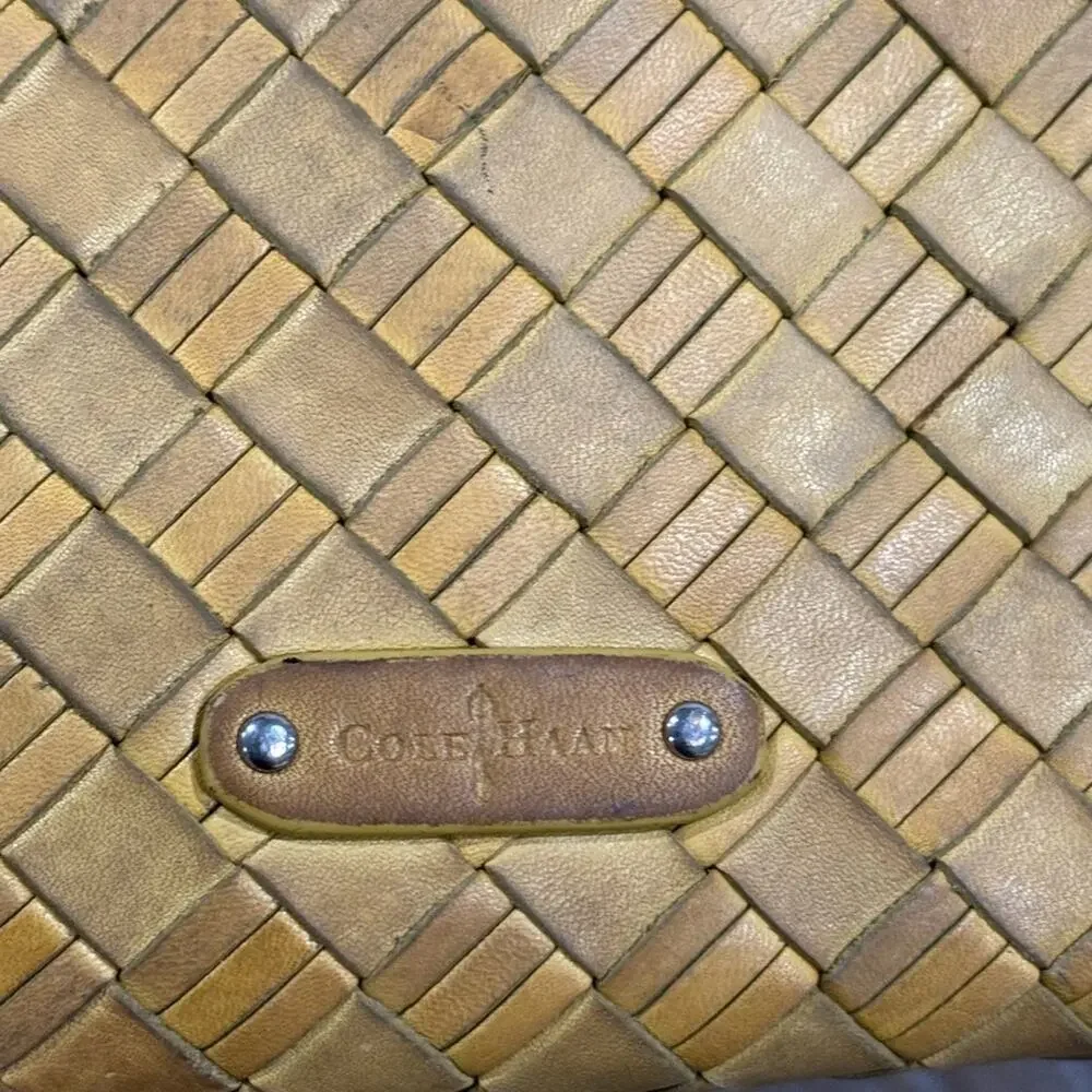 Cole Haan Heritage Weave Yellow Leather Wallet See pics for pen mark